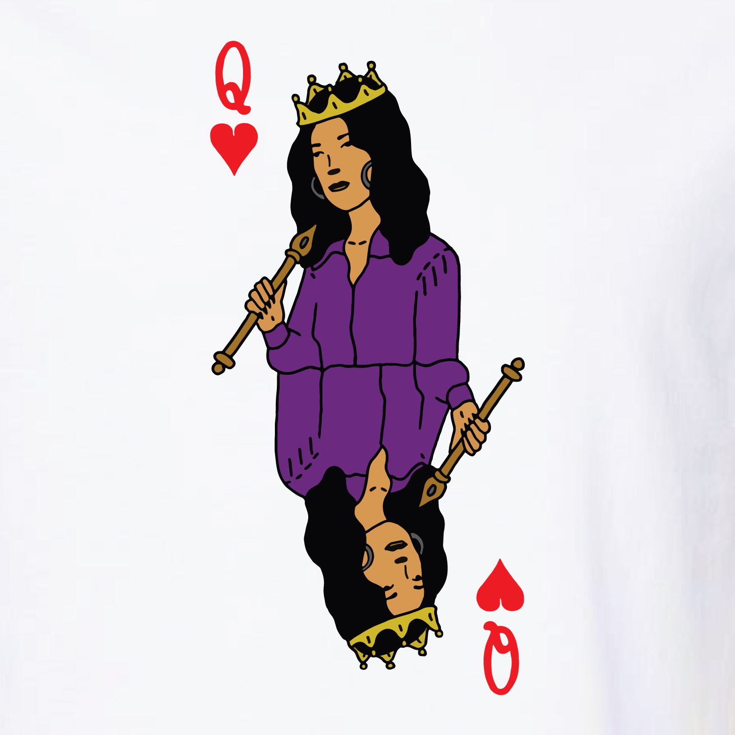 Big Crown Full House Bundle Queen T-shirt blanc 45 tours cartes