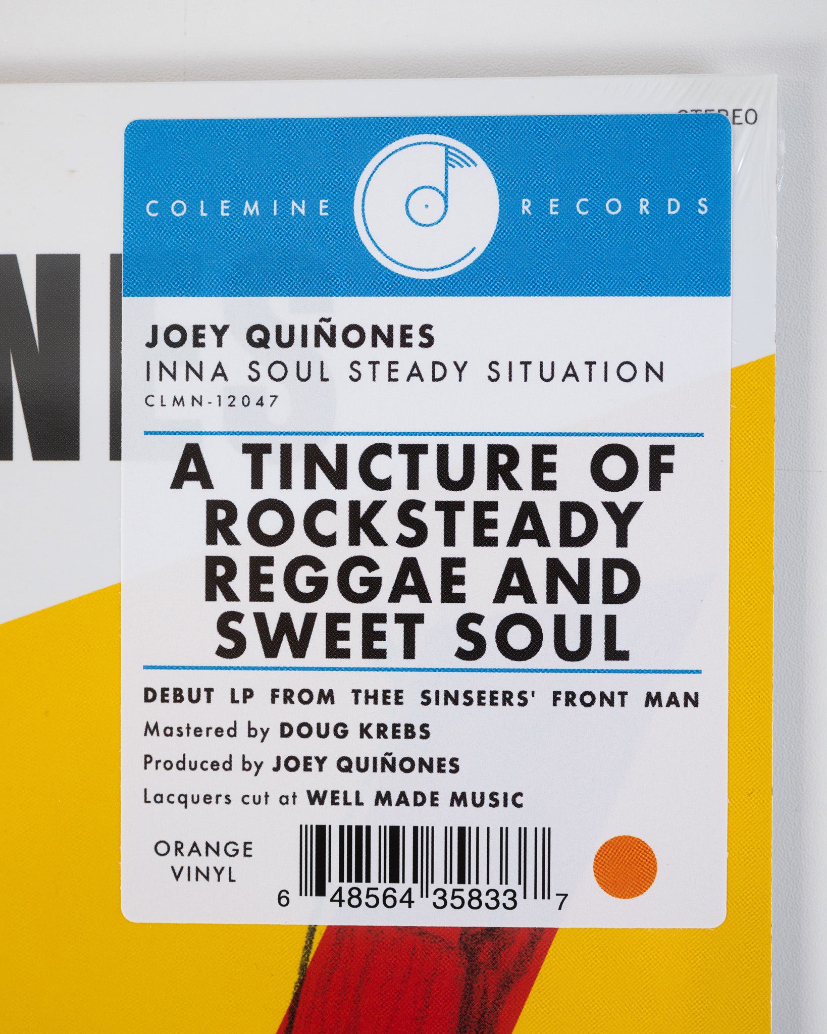 Joey Quiñones Inna Soul vinyle LP orange reggae soul