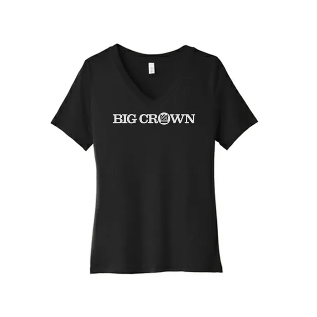 Big Crown Records Logo t-shirt femme col V noir coton