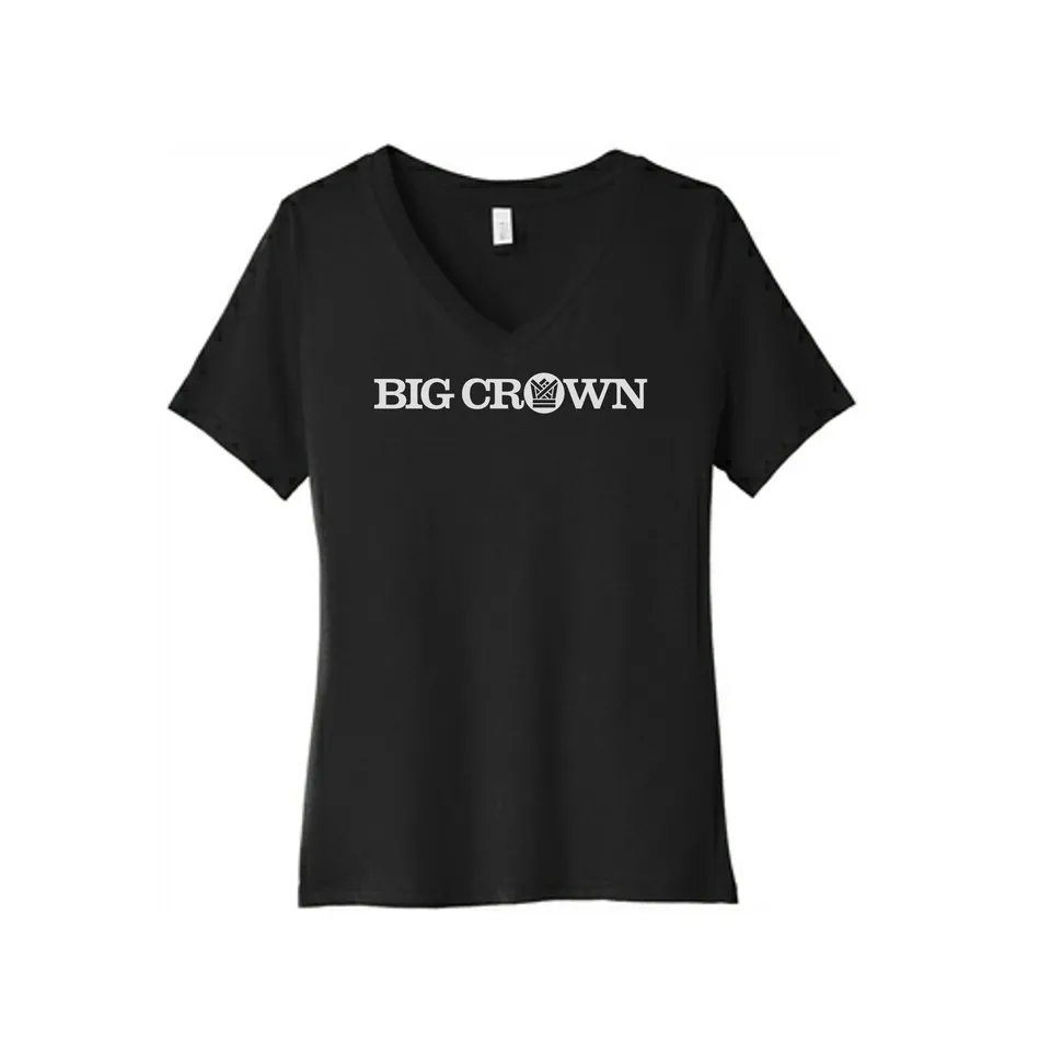 Big Crown Records Logo t-shirt femme col V noir coton