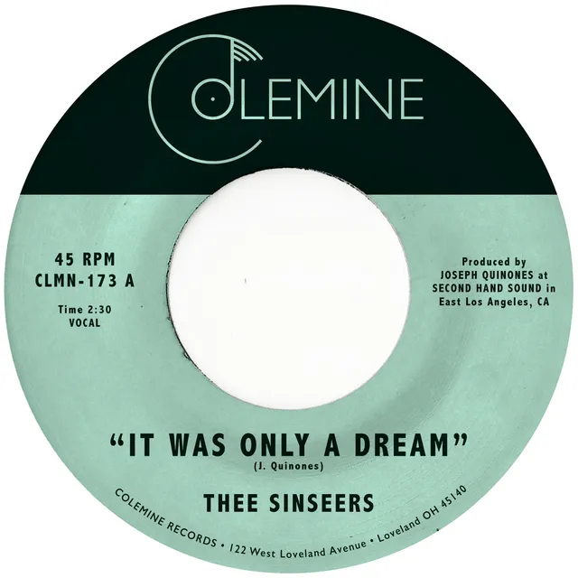 Thee Sinseers It Was Only A Dream 45T Gold Vinyl sweet soul