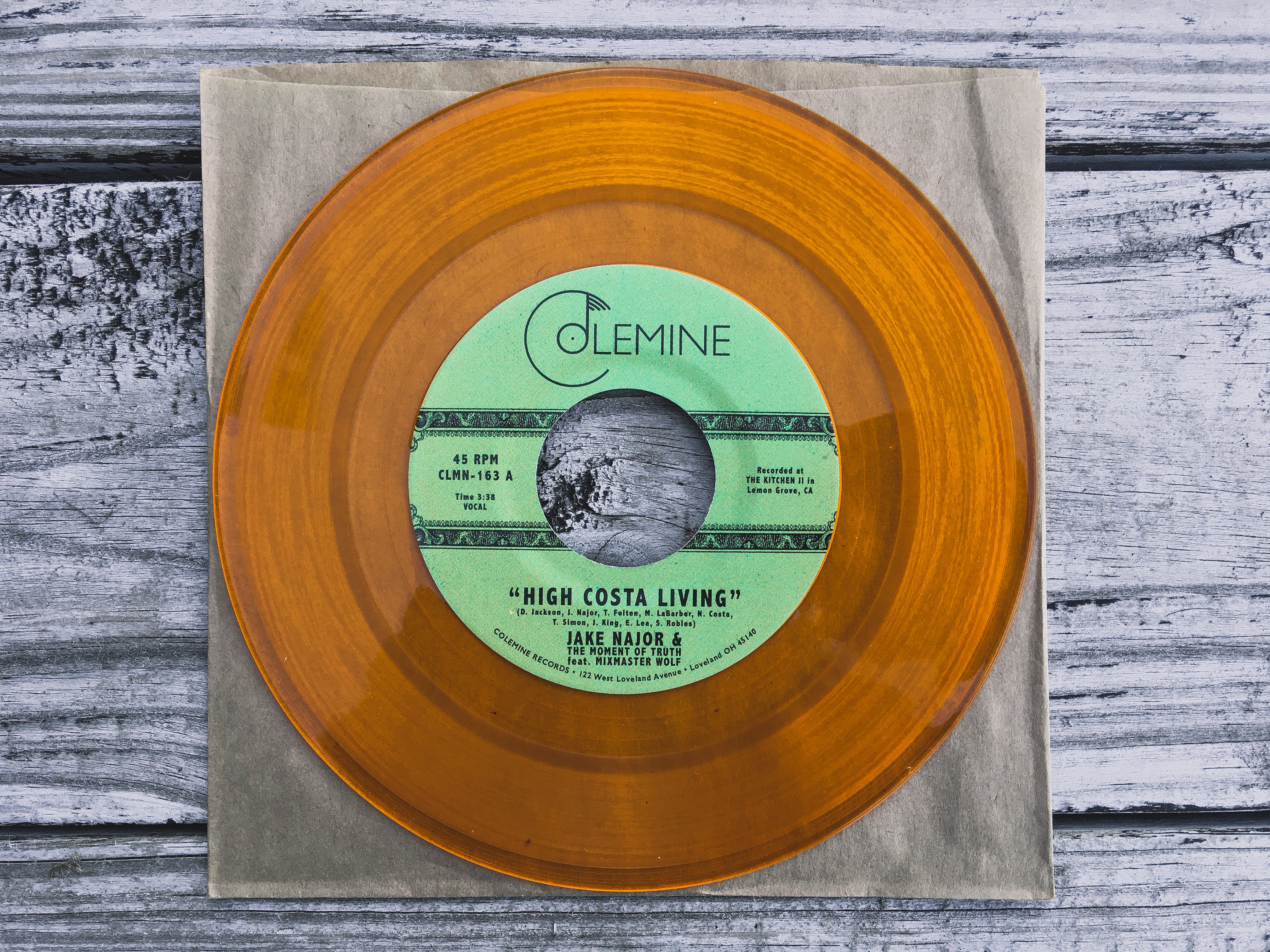 Colemine Jake Najor High Costa Living 45 tours vinyle orange translucide funk