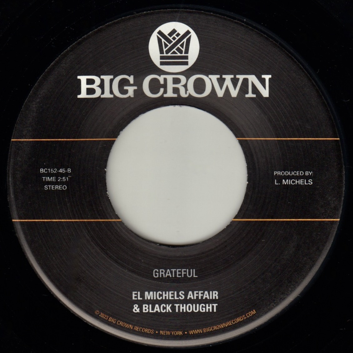 Big Crown Records Glorious Game b/w Grateful 45 tours 7"