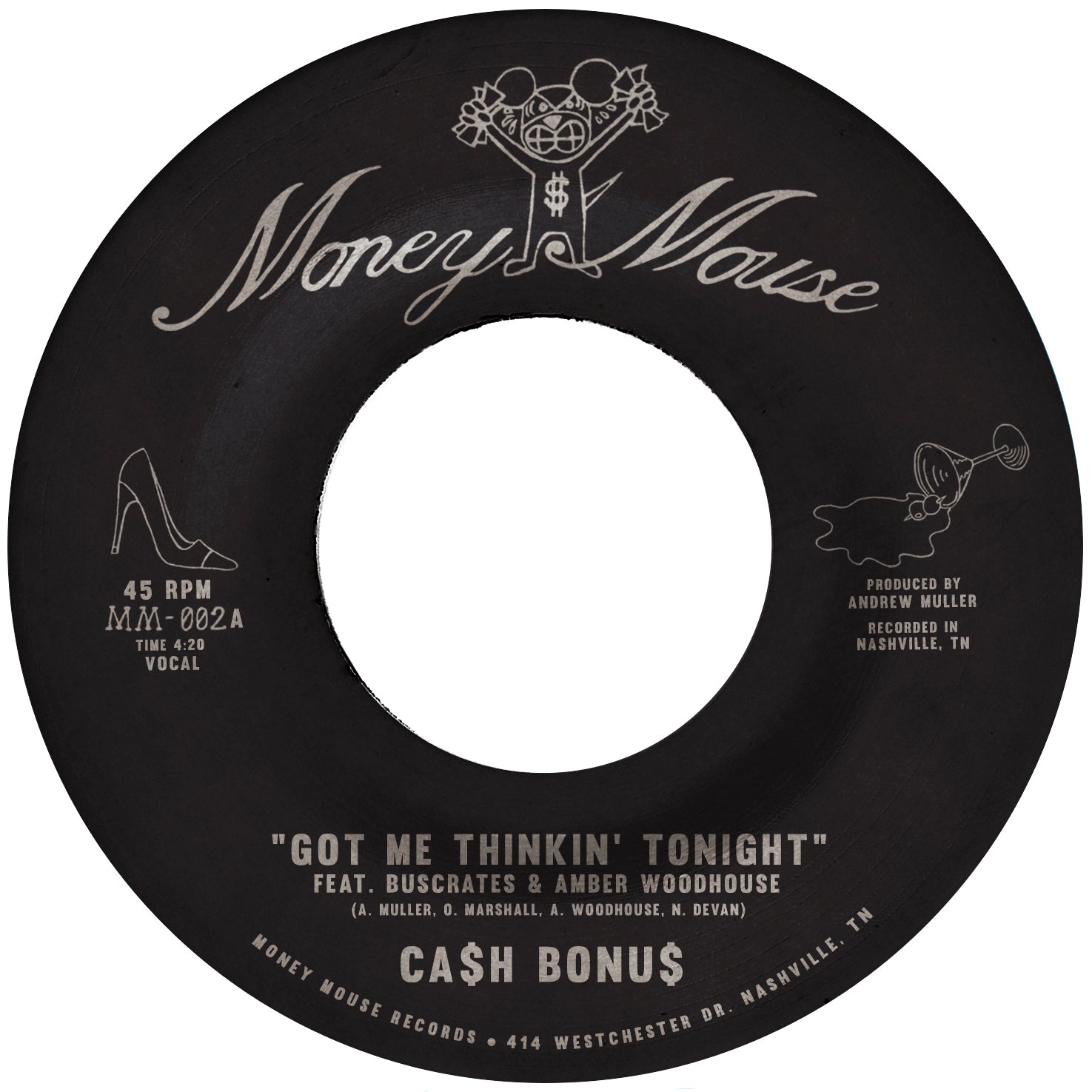 CA$H BONU$ Got Me Thinkin Tonight 45 tours vinyle argent