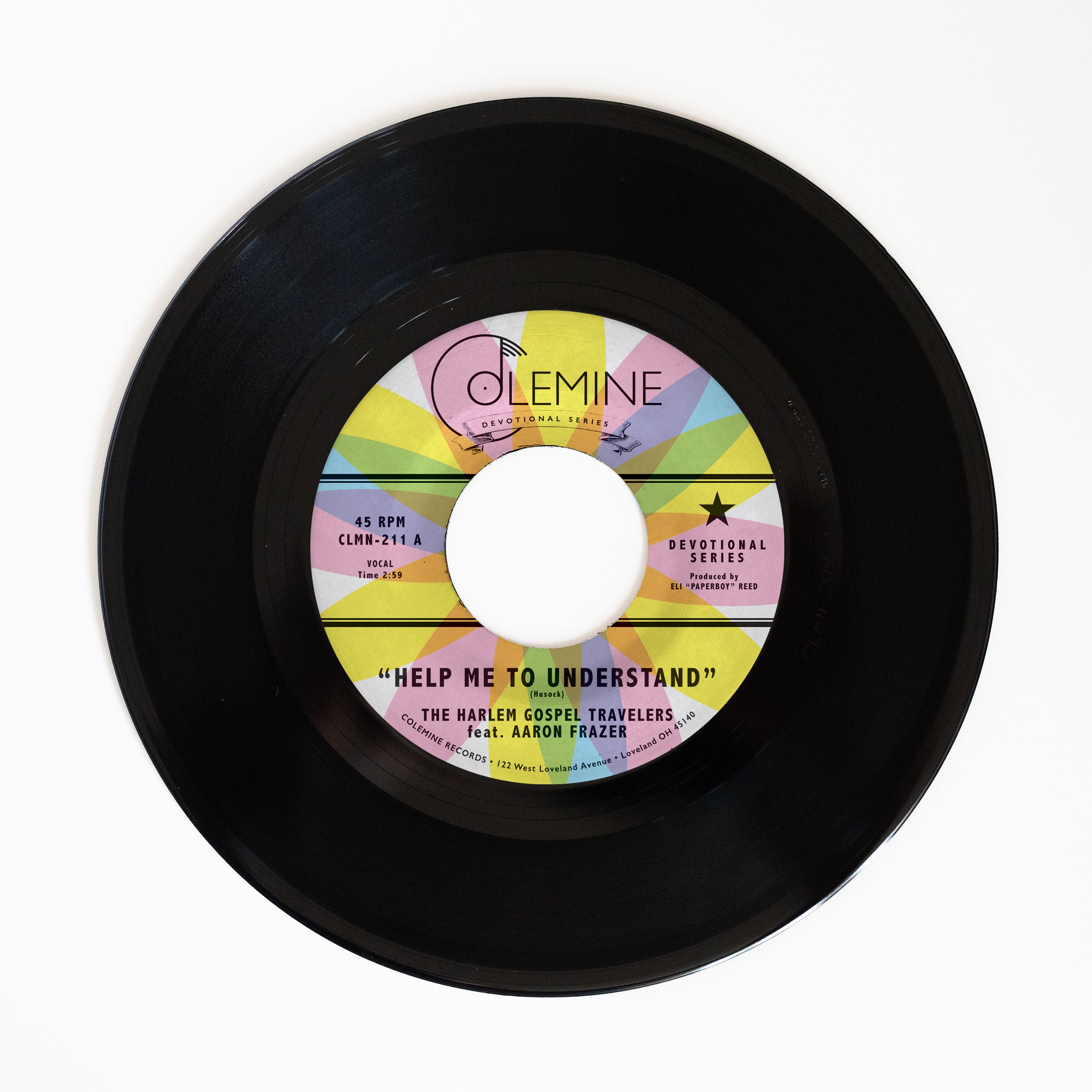 Harlem Gospel Travelers Aaron Frazer 45 tours vinyle bleu