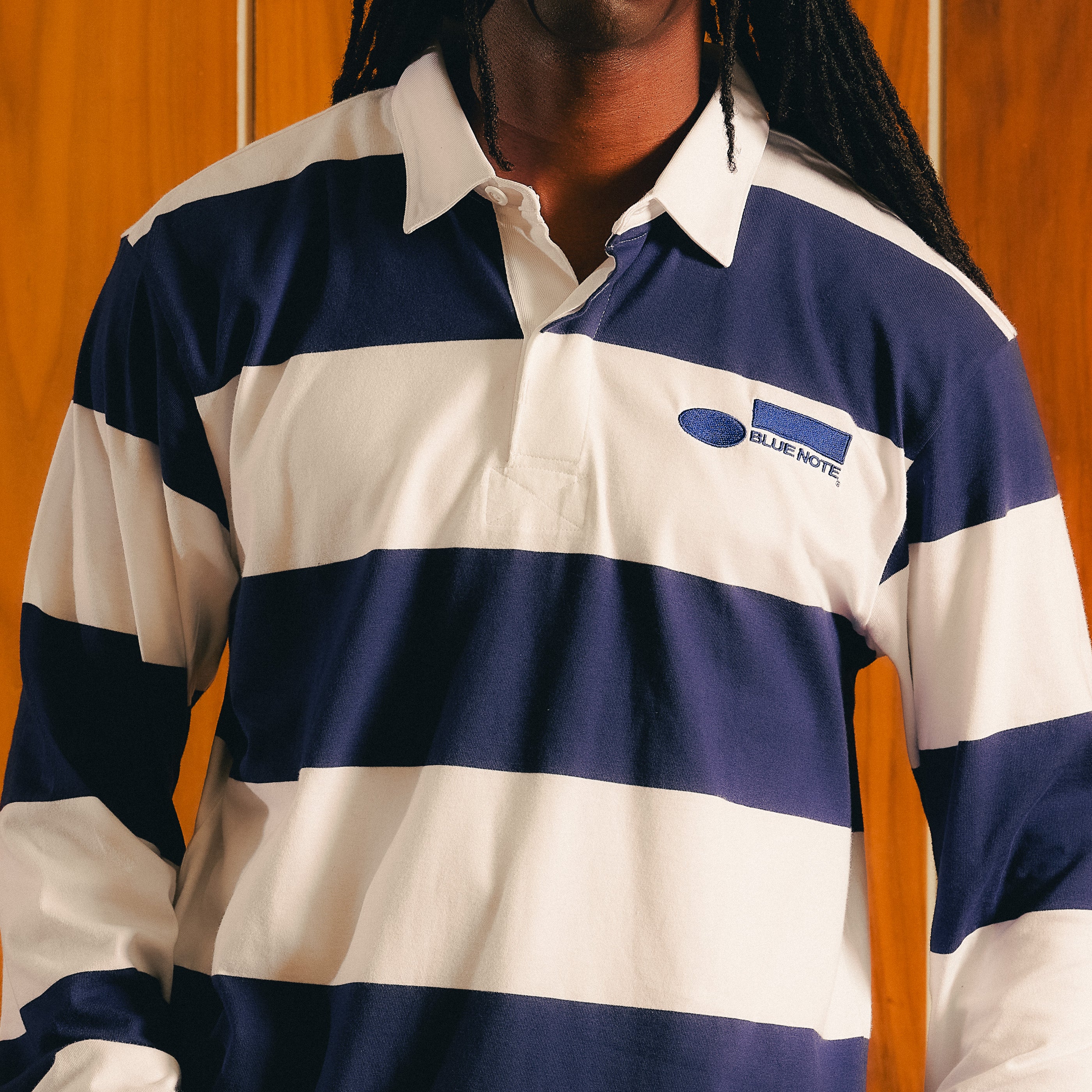Blue Note Rugby manches longues polo rayé coton bleu marine