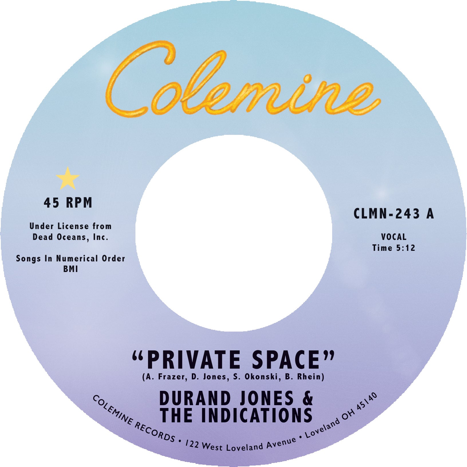 Durand Jones Private Space vinyle 45T violet