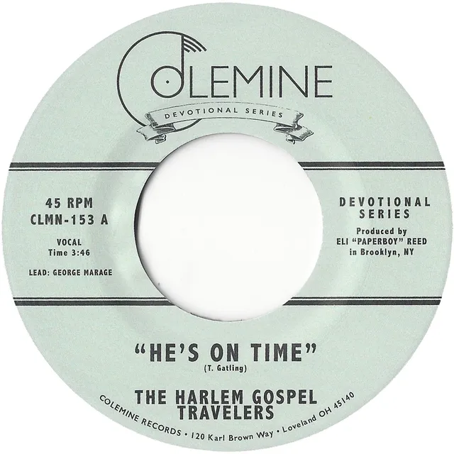 Harlem Gospel Travelers He's On Time vinyle 7" noir gospel soul