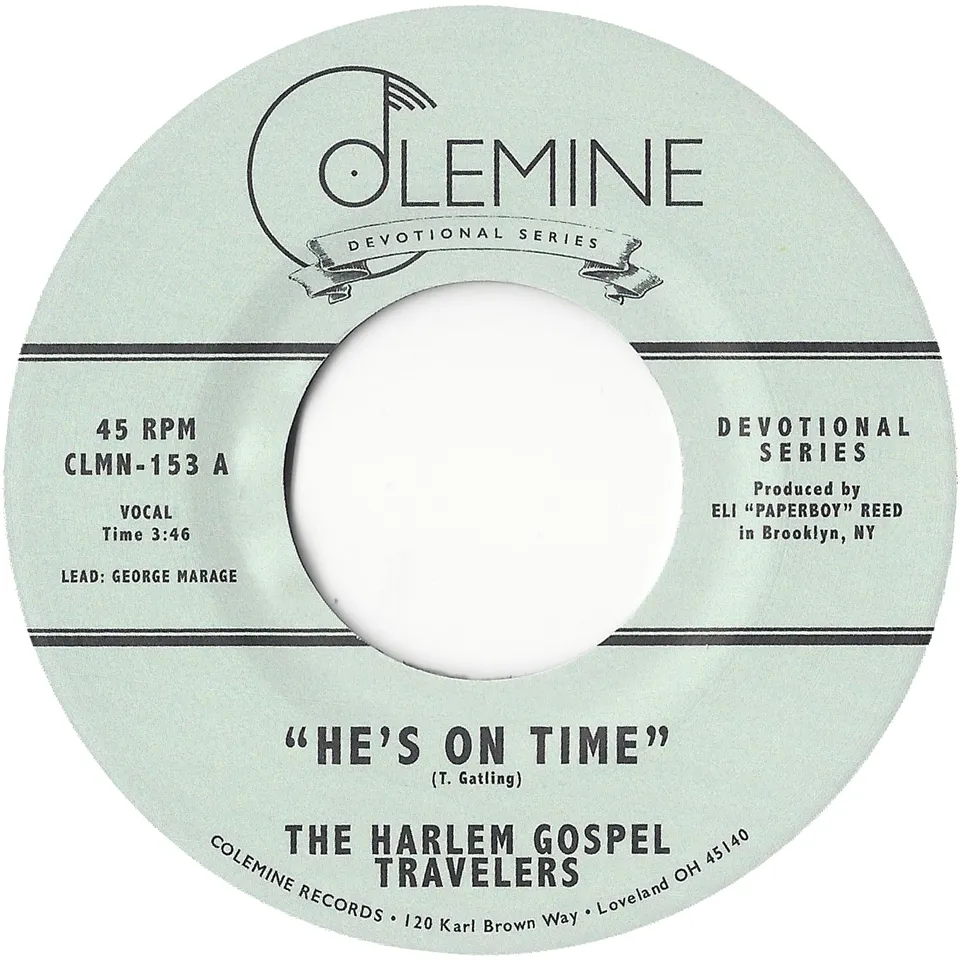 Harlem Gospel Travelers He's On Time vinyle 7" noir gospel soul