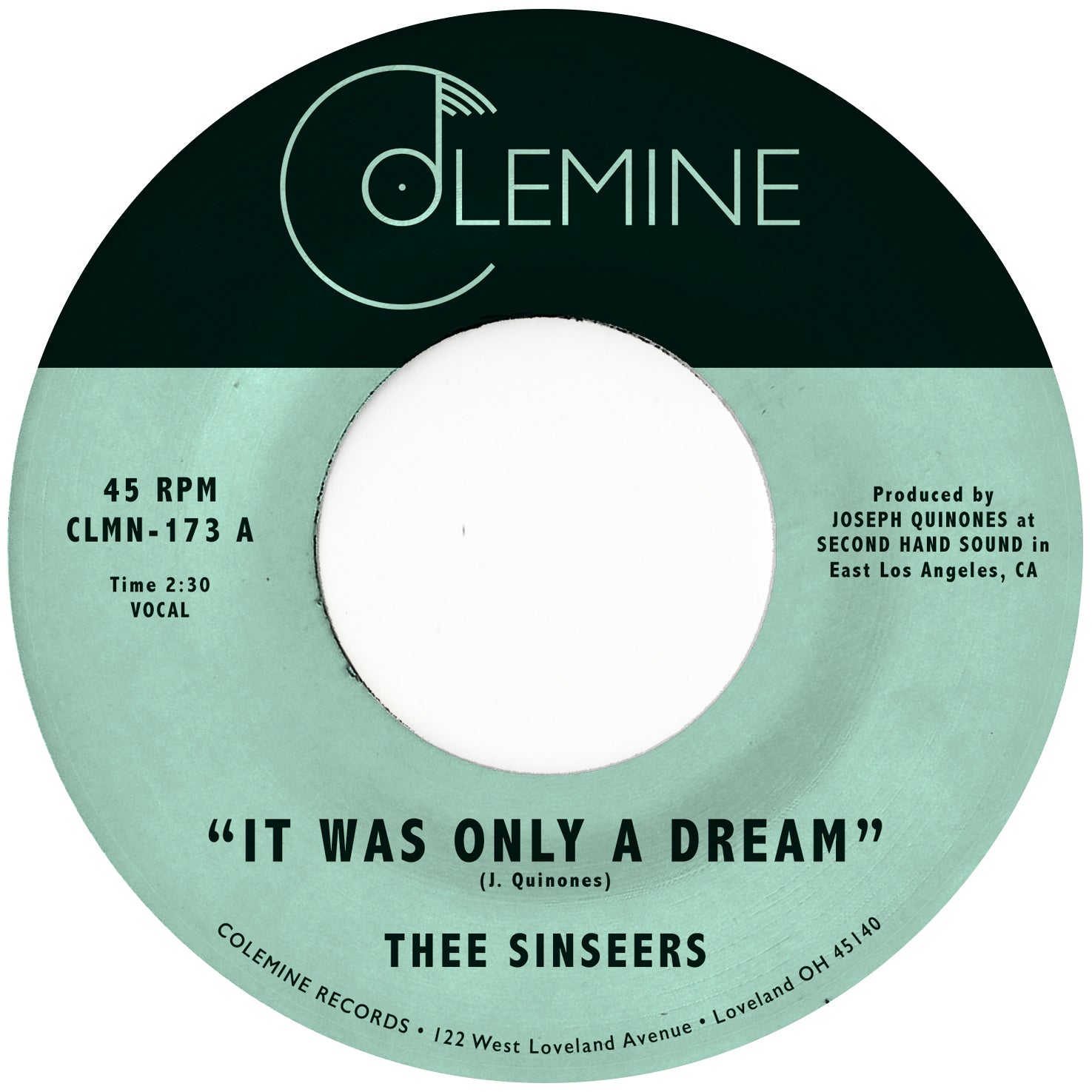Thee Sinseers It Was Only A Dream 45T Gold Vinyl sweet soul